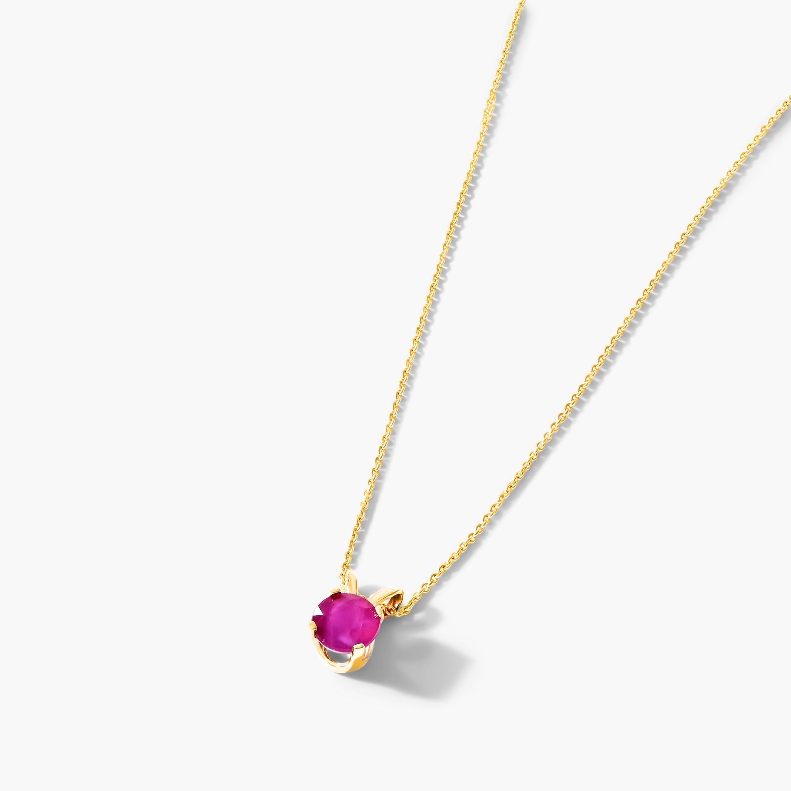 14K Yellow Gold Ruby Birthstone Necklace