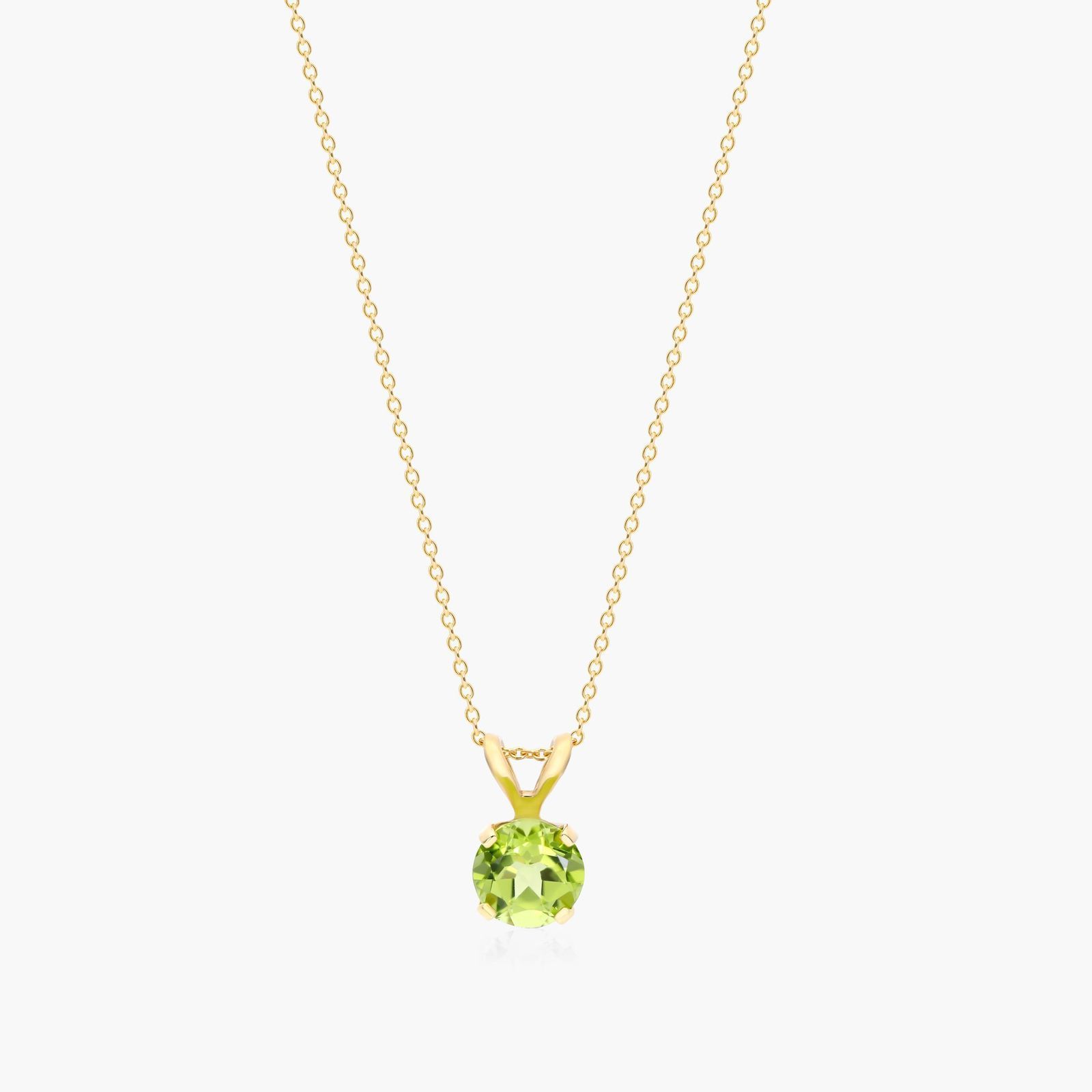 14K Yellow Gold Peridot Birthstone Necklace-8341308y14