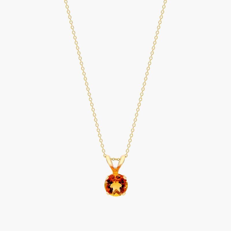 14K Yellow Gold Citrine Birthstone Necklace