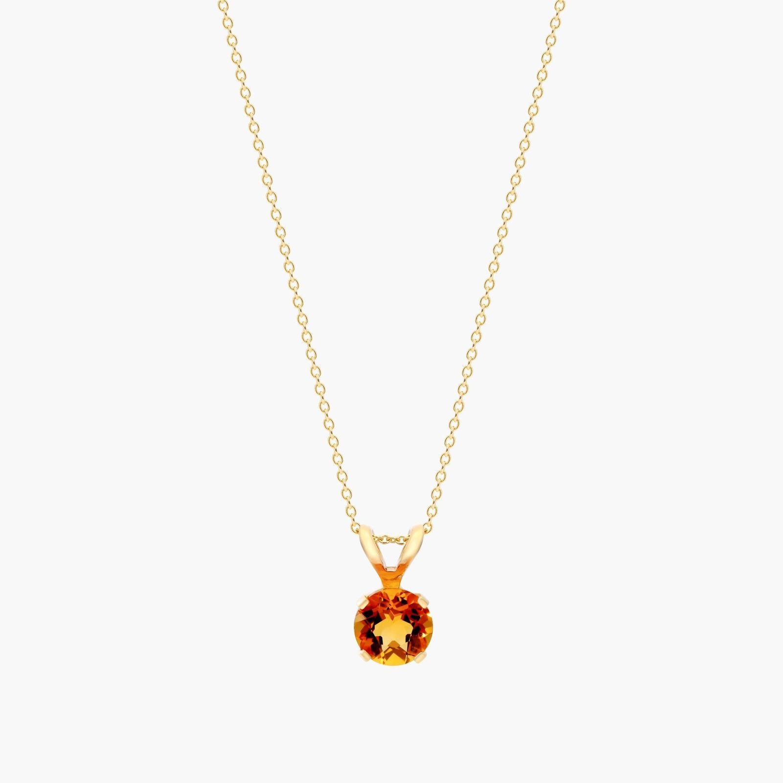 14K Yellow Gold Citrine Birthstone Necklace-8341311y14