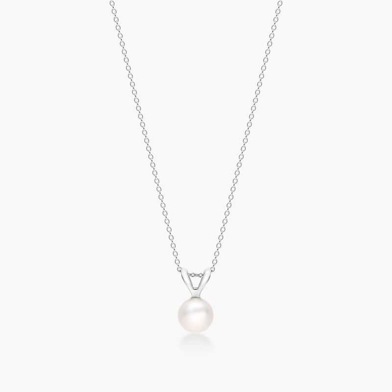 14K White Gold Cultured Freshwater Pearl Birthstone Necklace