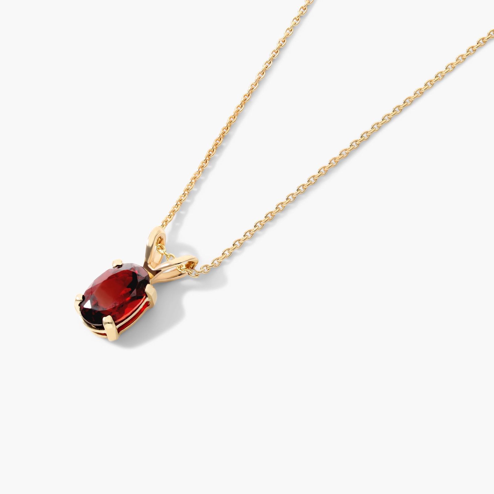 14K Yellow Gold Oval Garnet Birthstone Necklace