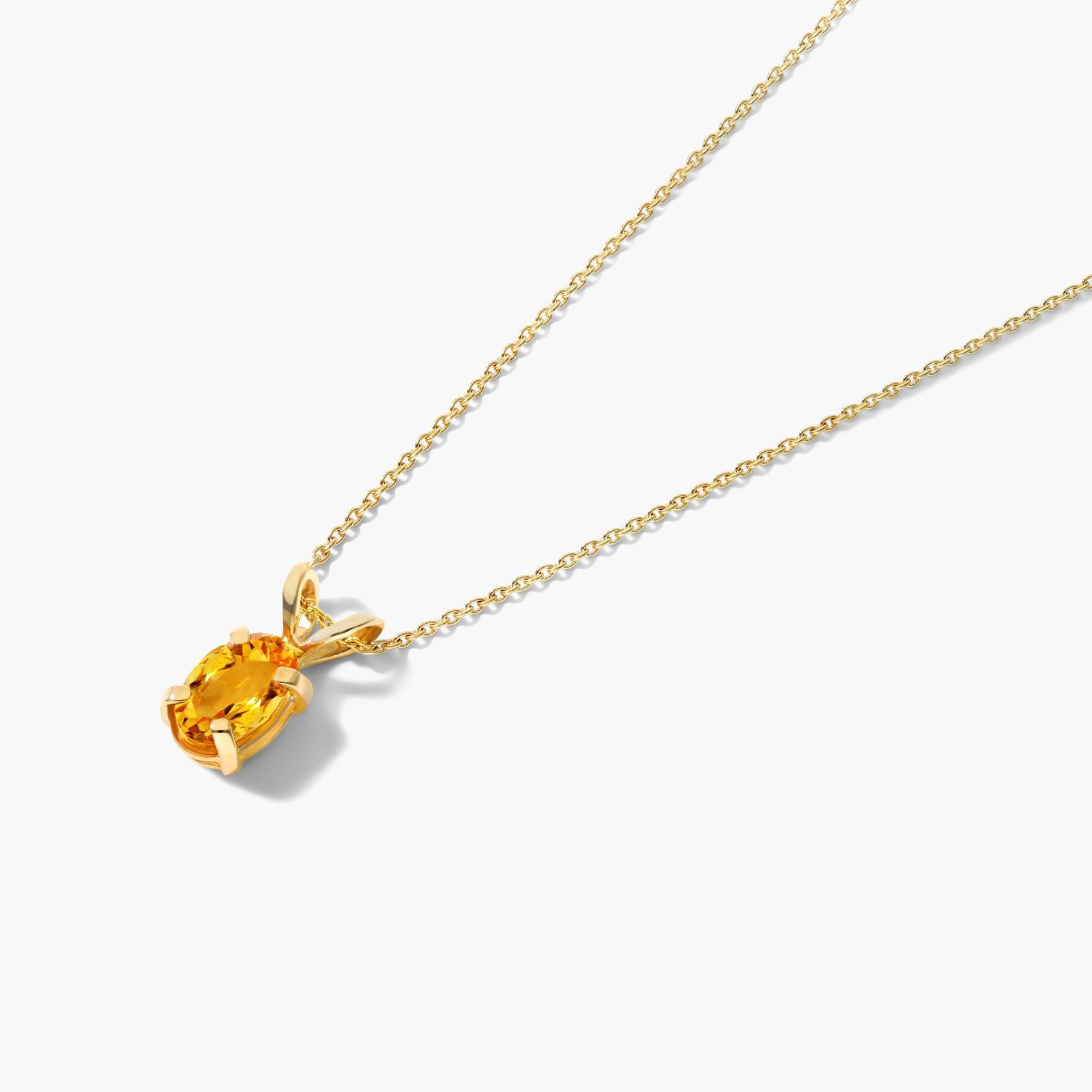 14K Yellow Gold Oval Citrine Birthstone Necklace