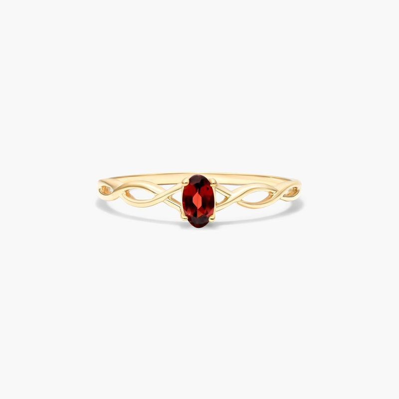 Infinity Garnet Birthstone Ring In 14K Yellow Gold
