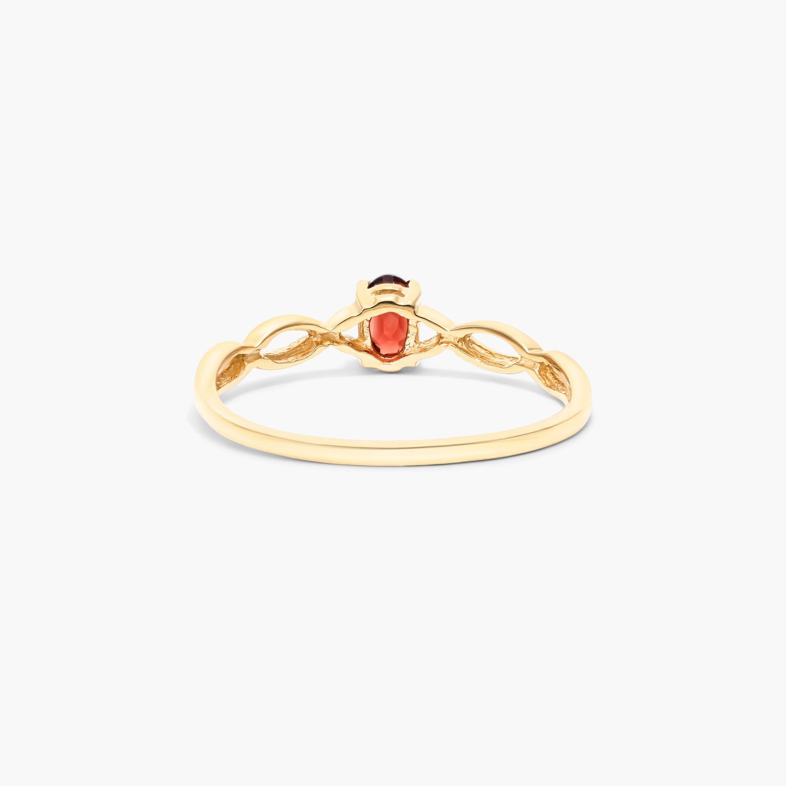 Infinity Garnet Birthstone Ring In 14K Yellow Gold