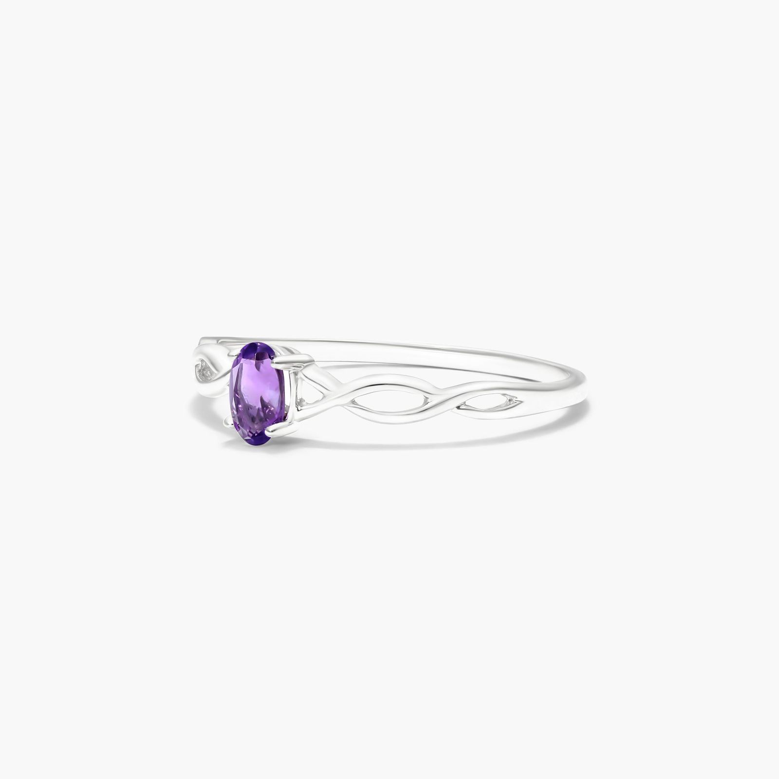 Infinity Amethyst Birthstone Ring In 14K White Gold