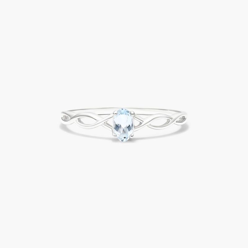 Infinity Aquamarine Birthstone Ring In 14K White Gold