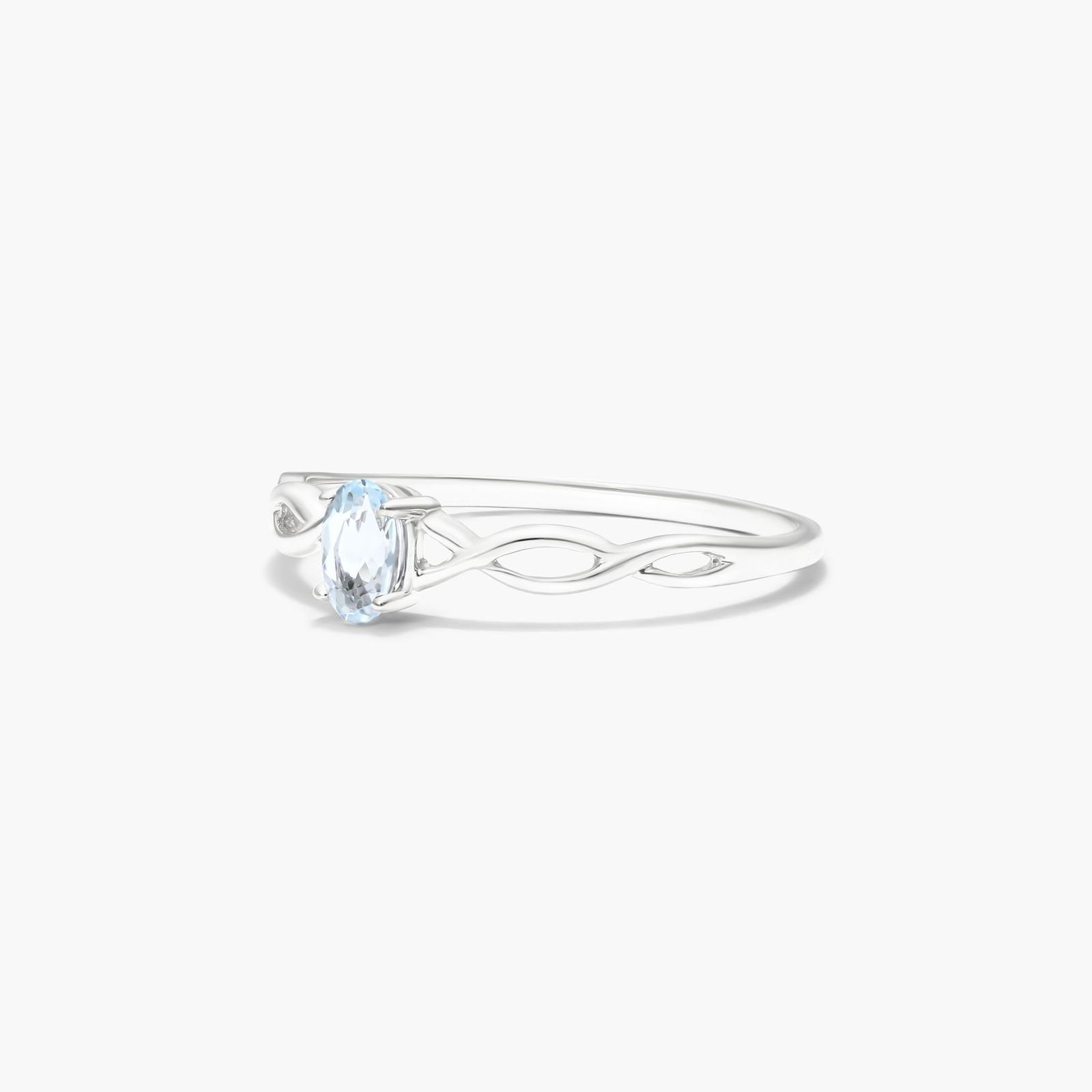 Infinity Aquamarine Birthstone Ring In 14K White Gold