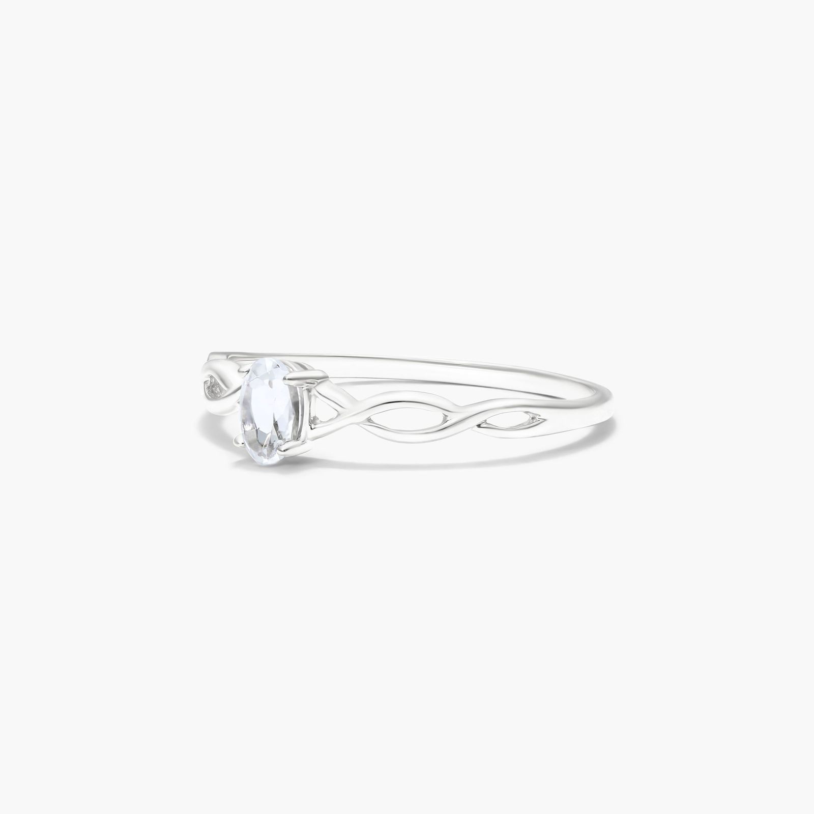 Infinity White Topaz Birthstone Ring In 14K White Gold