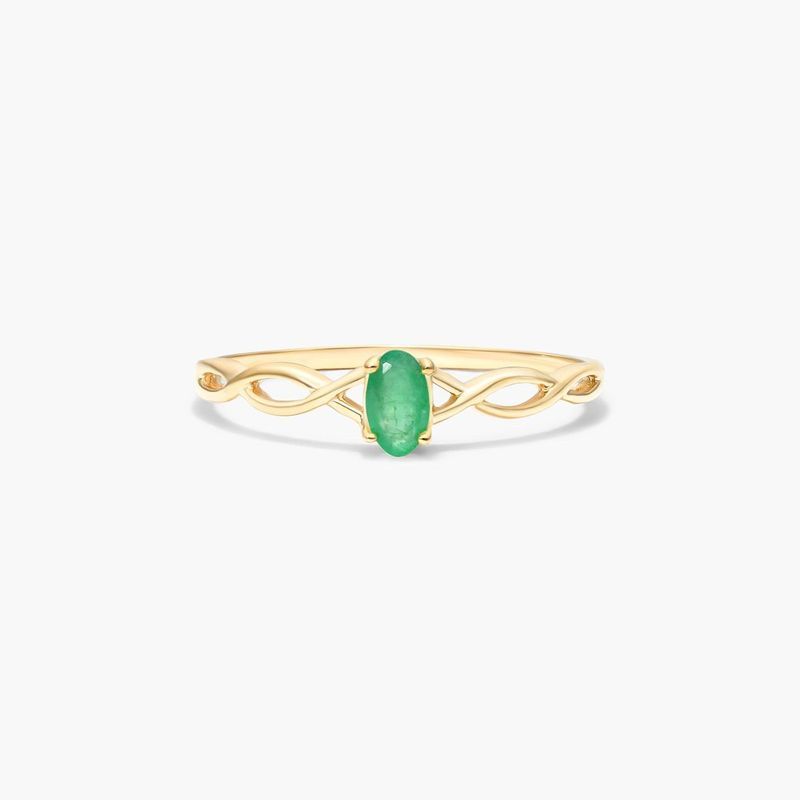 Infinity Emerald Birthstone Ring In 14K Yellow Gold