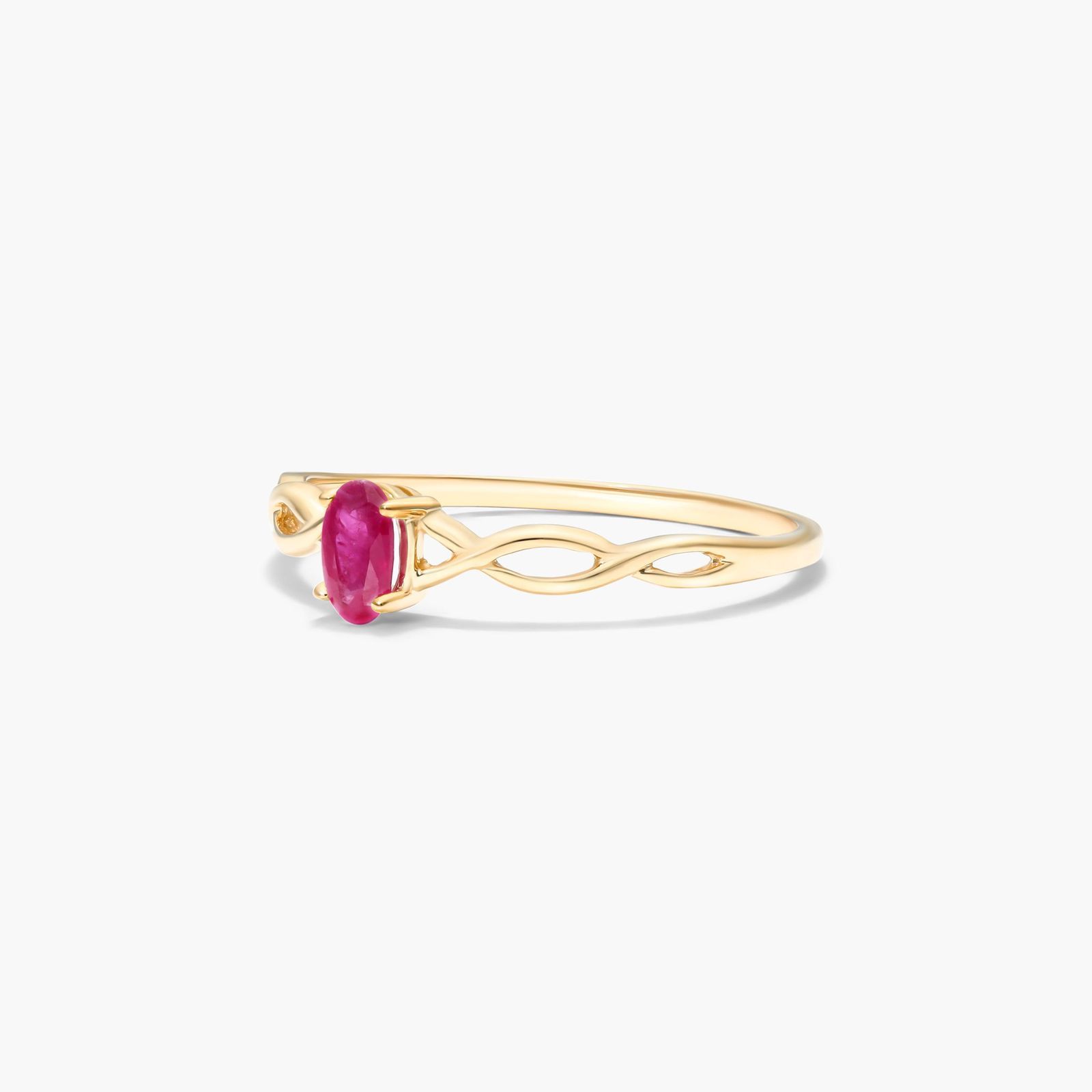 Infinity Ruby Birthstone Ring In 14K Yellow Gold