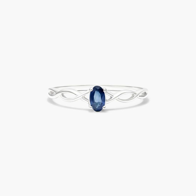Infinity Sapphire Birthstone Ring In 14K White Gold