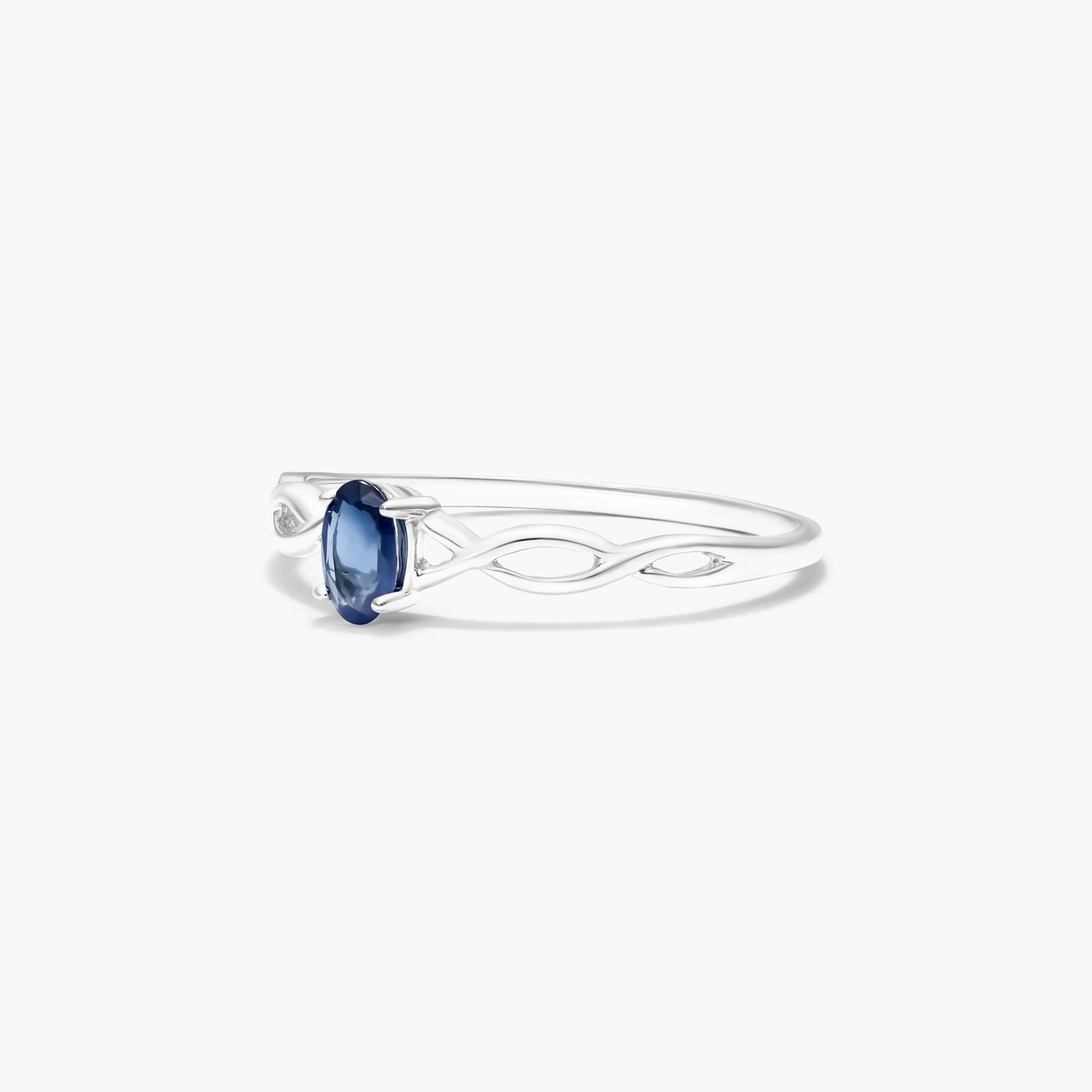 Infinity Sapphire Birthstone Ring In 14K White Gold