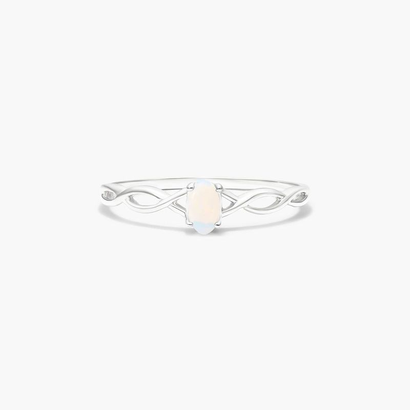 Infinity Opal Birthstone Ring In 14K White Gold