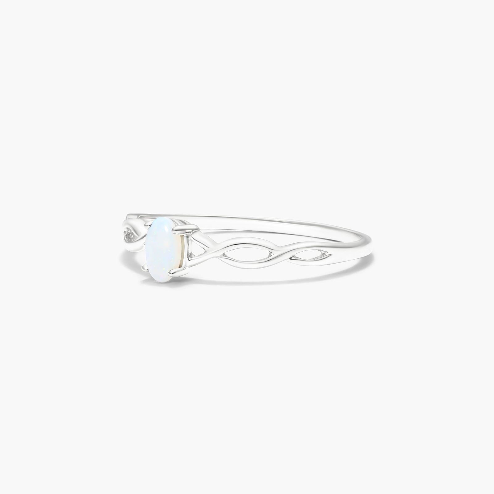 Infinity Opal Birthstone Ring In 14K White Gold