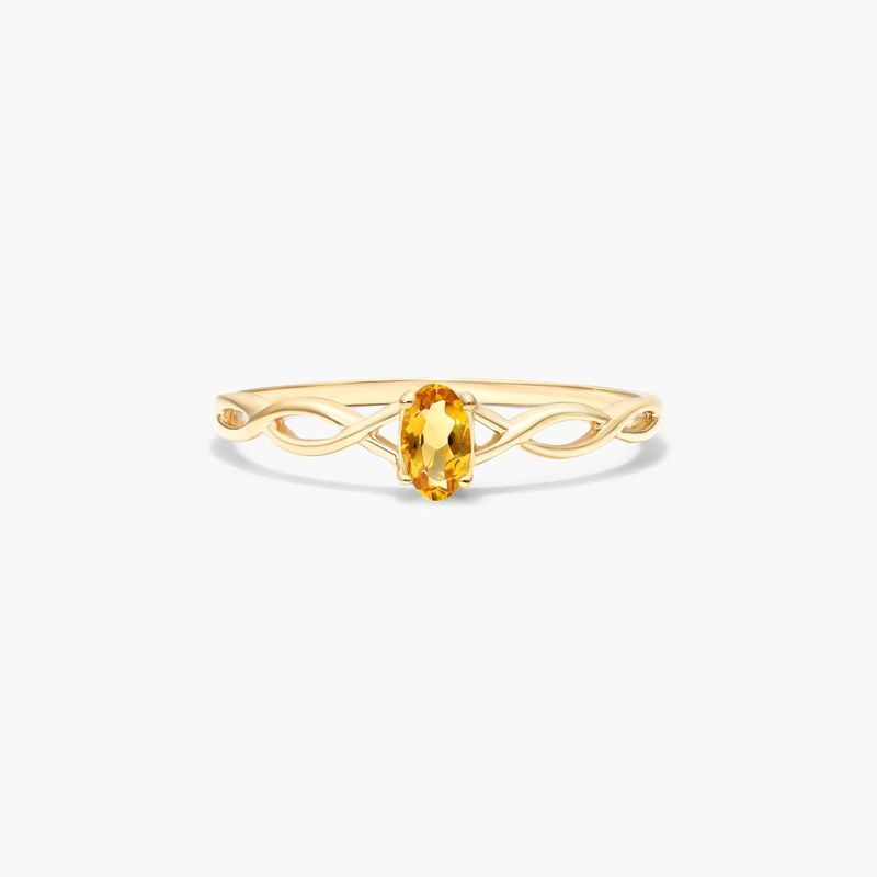 Infinity Citrine Birthstone Ring In 14K Yellow Gold