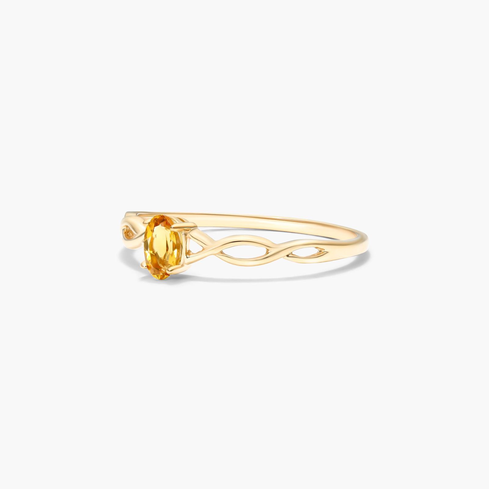 Infinity Citrine Birthstone Ring In 14K Yellow Gold