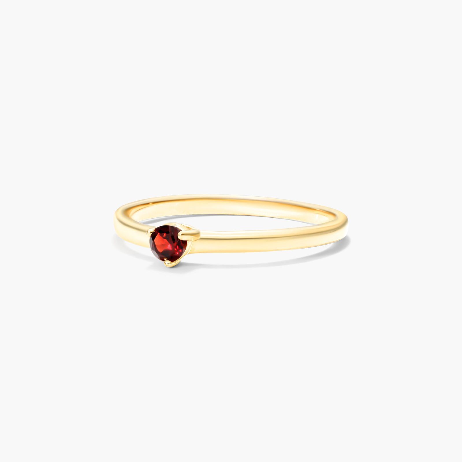 Petite Single Garnet Birthstone Ring In 14K Yellow Gold