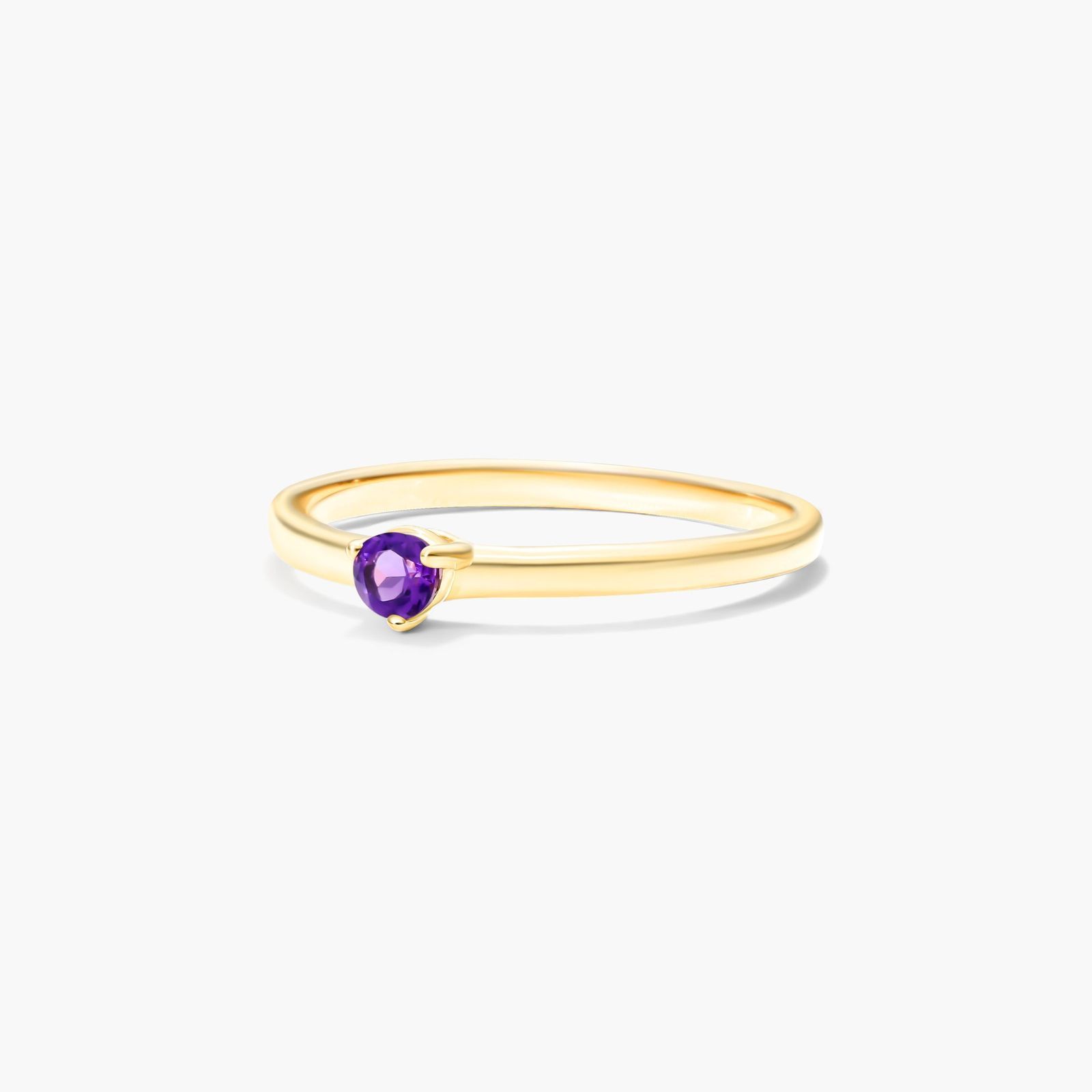 Petite Single Amethyst Birthstone Ring In 14K Yellow Gold