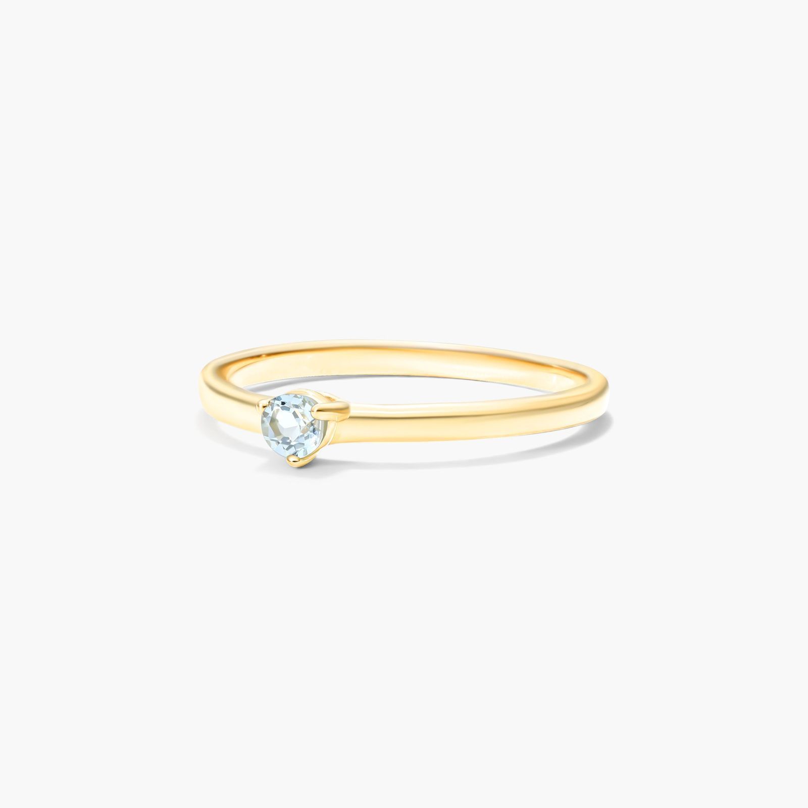Petite Single Aquamarine Birthstone Ring In 14K Yellow Gold