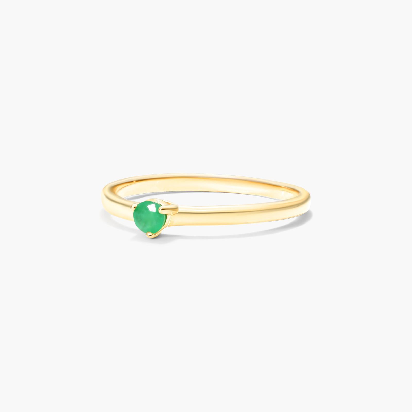 Petite Single Emerald Birthstone Ring In 14K Yellow Gold