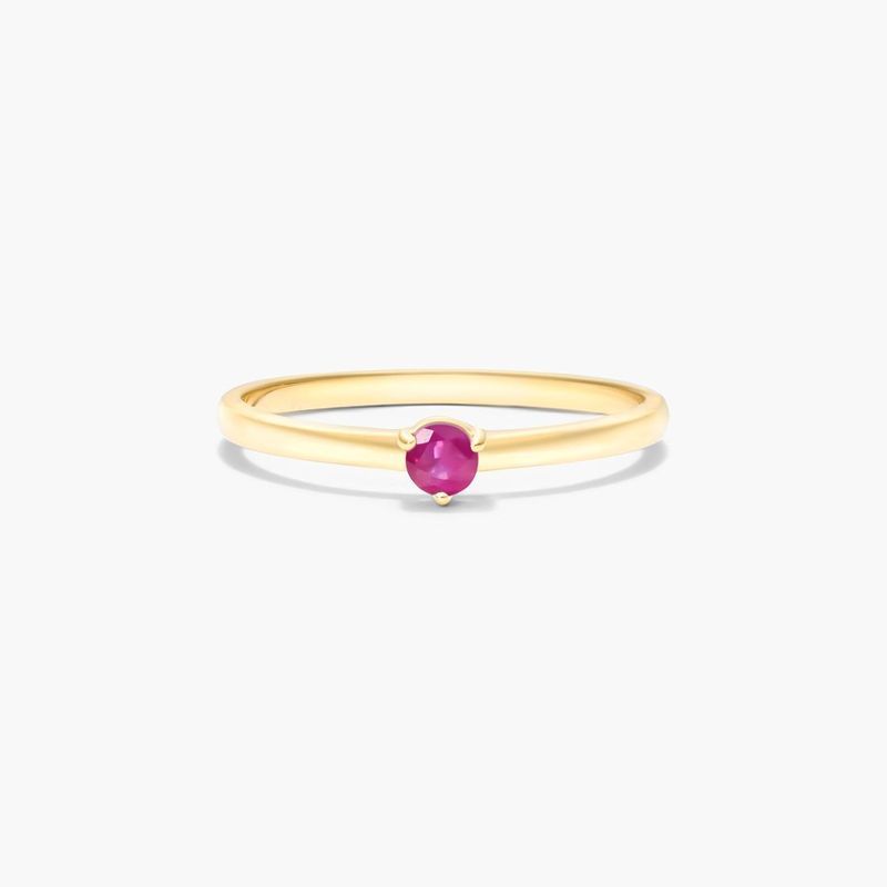 Petite Single Ruby Birthstone Ring In 14K Yellow Gold