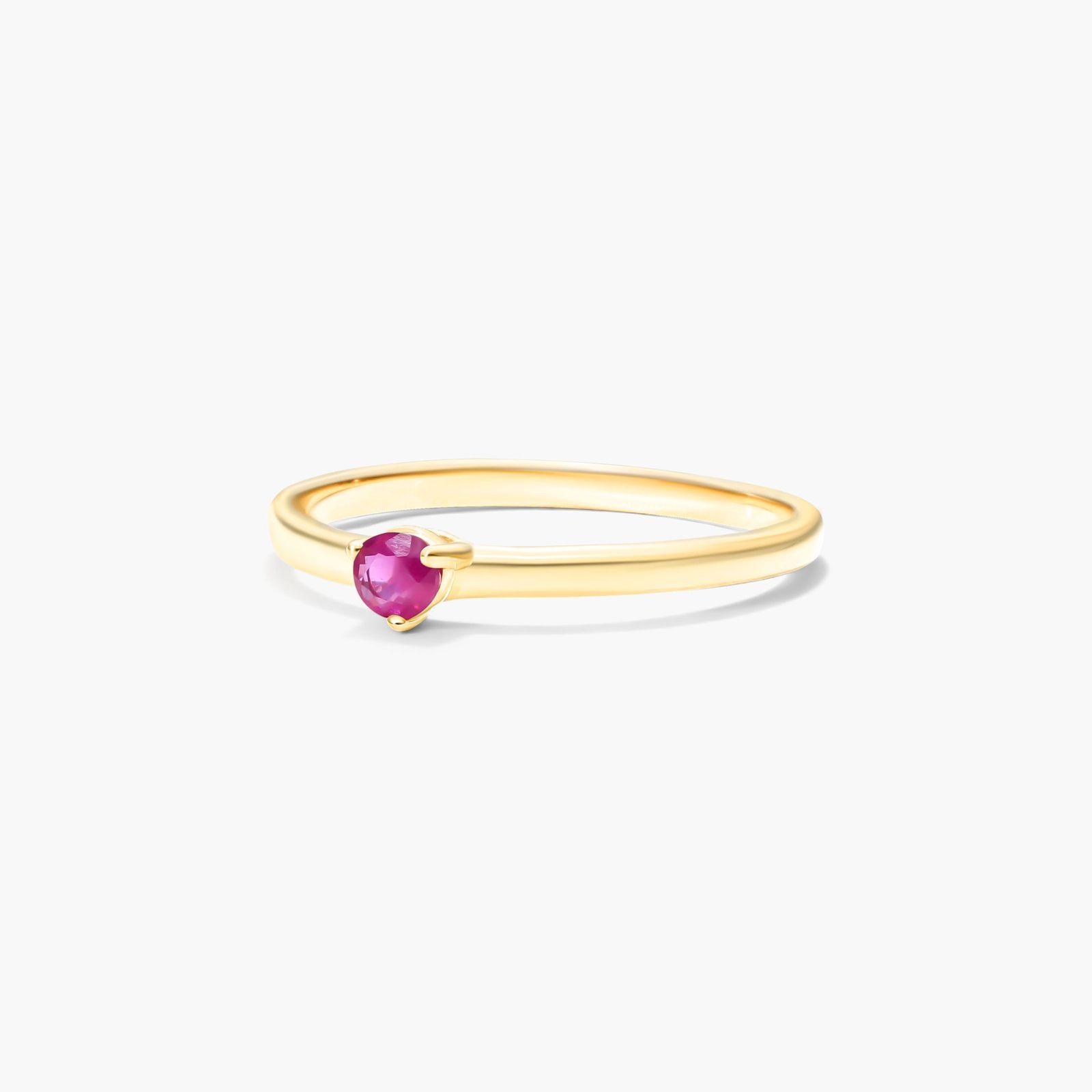 Petite Single Ruby Birthstone Ring In 14K Yellow Gold