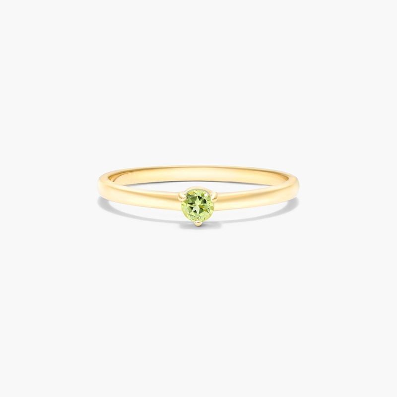 Petite Single Peridot Birthstone Ring In 14K Yellow Gold