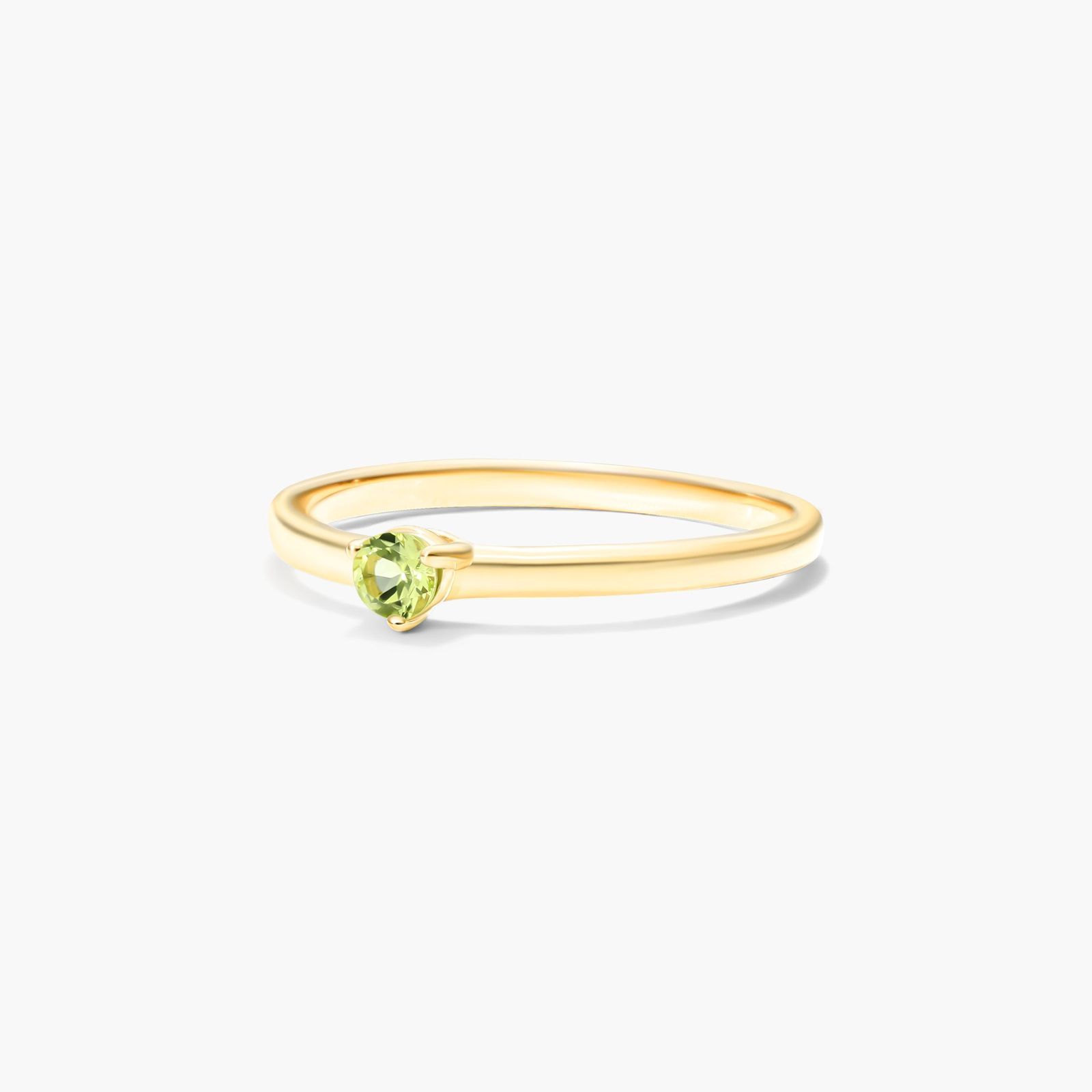 Petite Single Peridot Birthstone Ring In 14K Yellow Gold