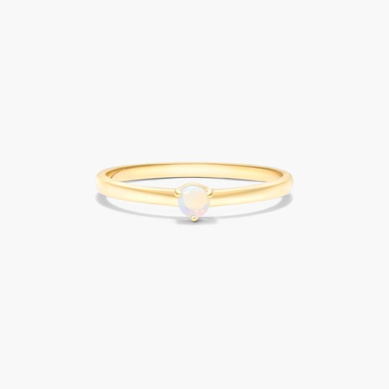 Petite Single Opal Birthstone Ring In 14K Yellow Gold