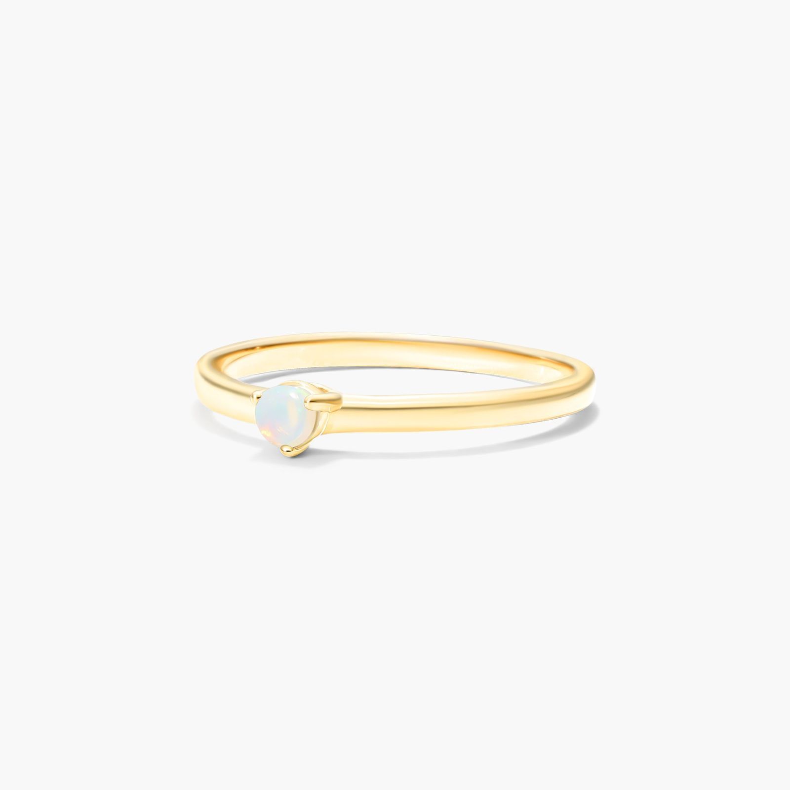 Petite Single Opal Birthstone Ring In 14K Yellow Gold