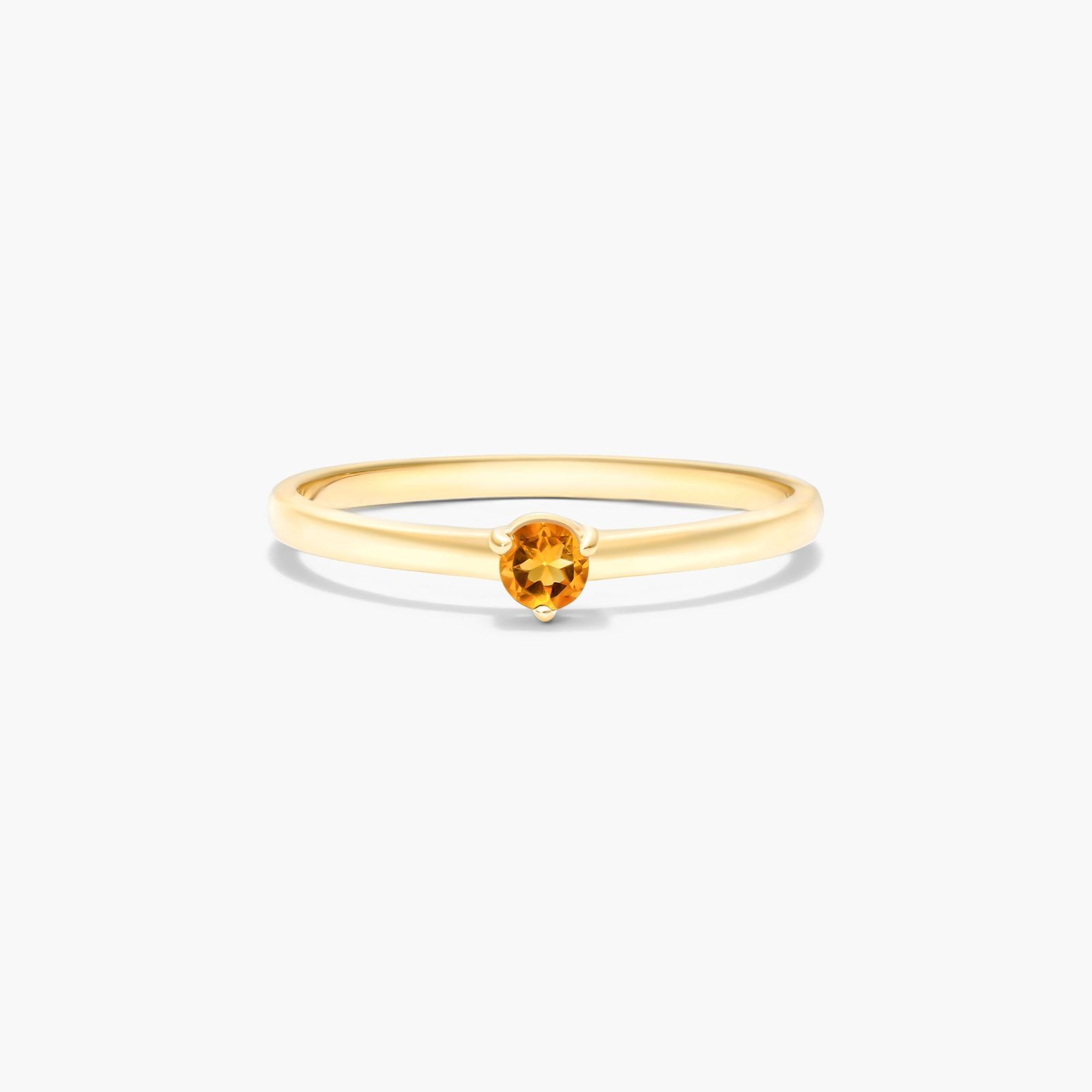 Petite Single Citrine Birthstone Ring In 14K Yellow Gold