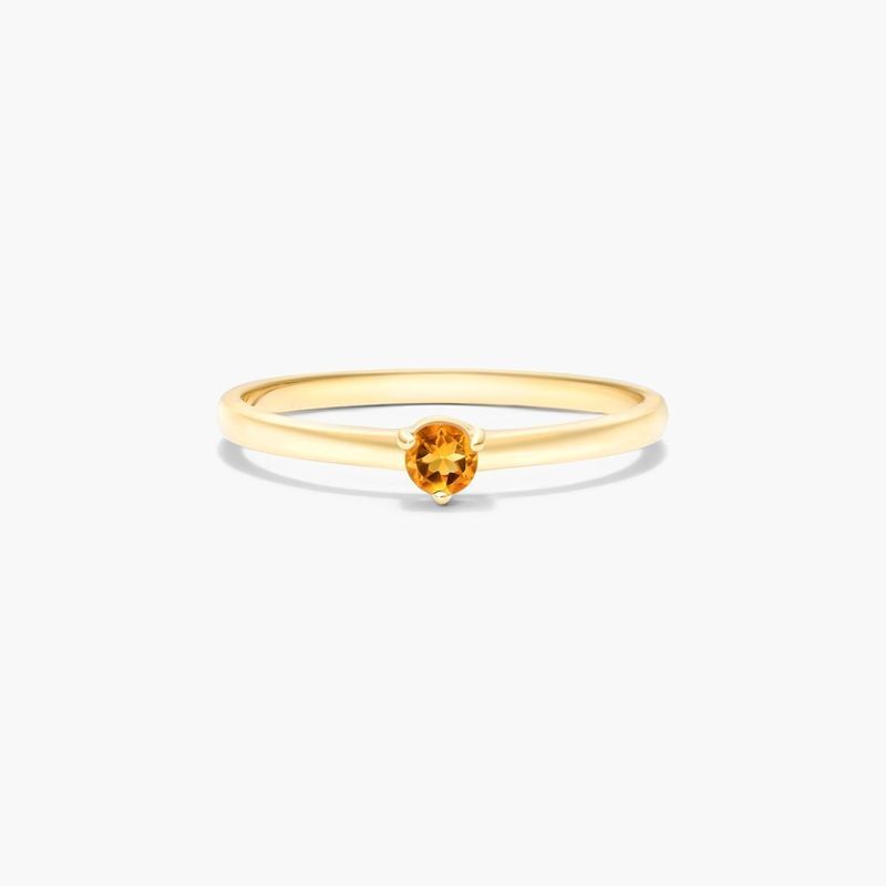 Petite Single Citrine Birthstone Ring In 14K Yellow Gold