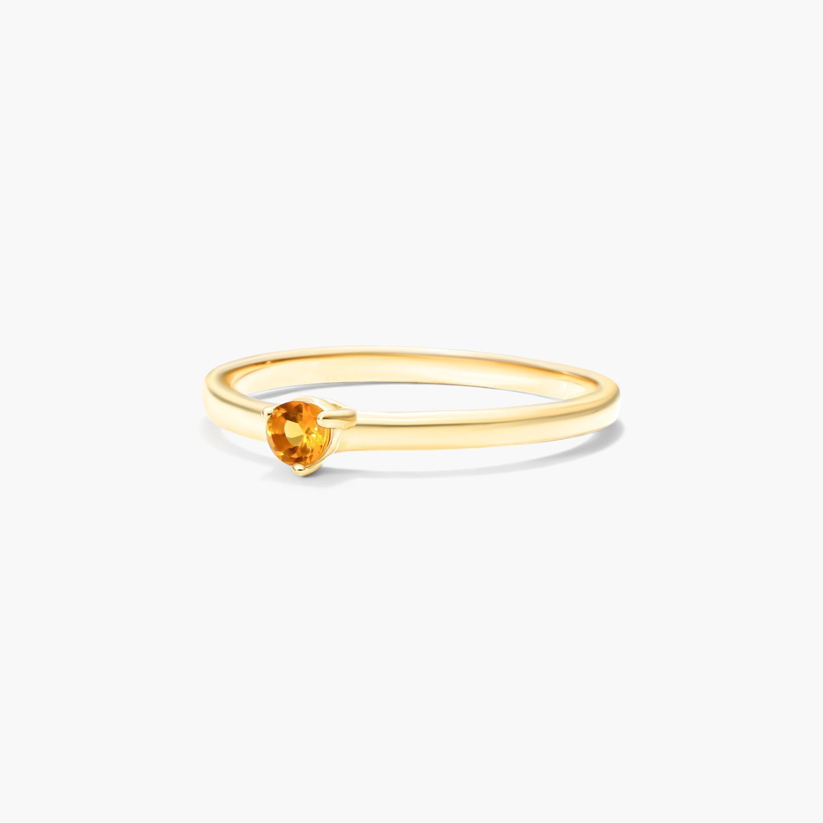 Petite Single Citrine Birthstone Ring In 14K Yellow Gold