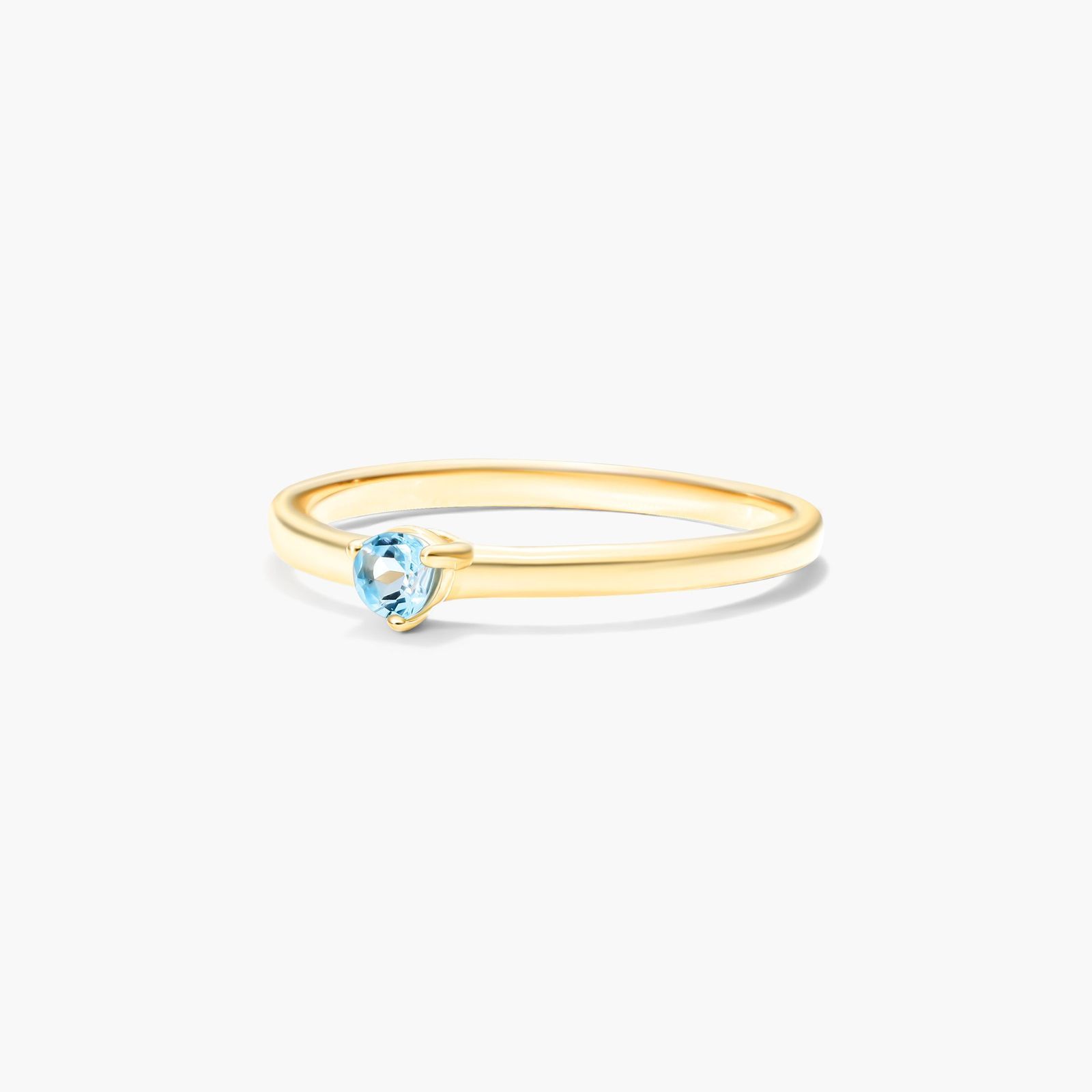 Petite Single Blue Topaz Birthstone Ring In 14K Yellow Gold