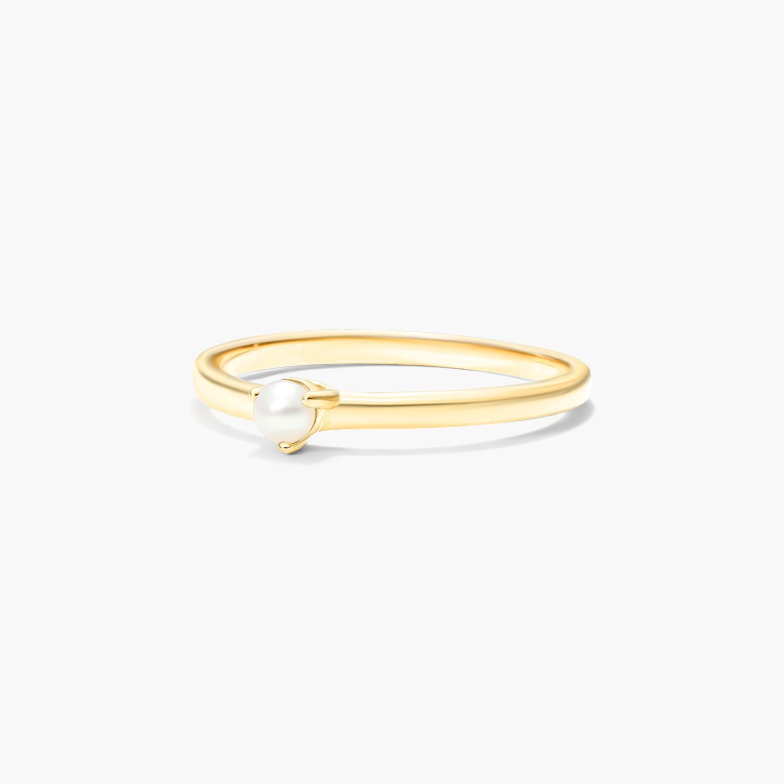 Petite Single Cultured Freshwater Pearl Birthstone Ring In 14K Yellow Gold