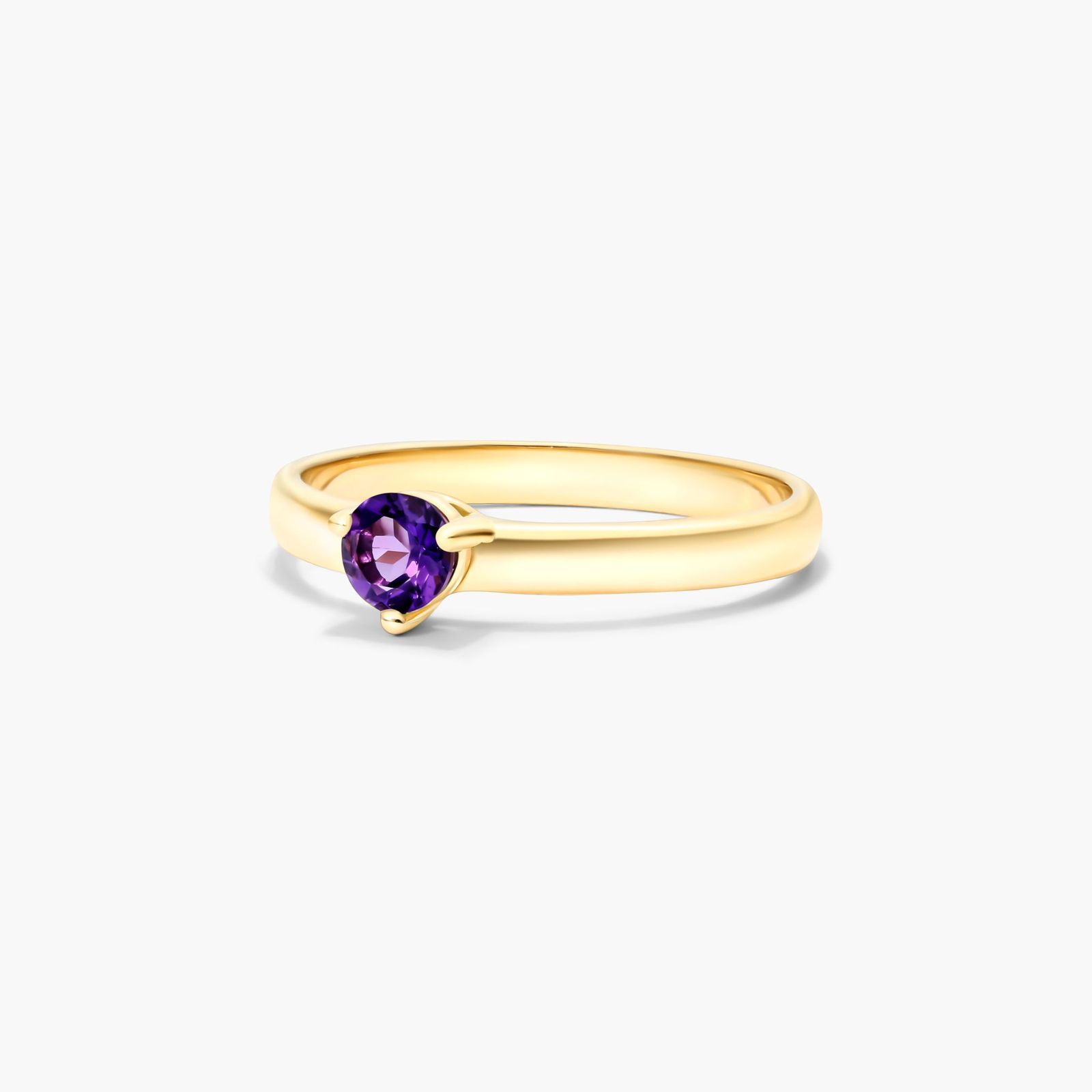 Amethyst Solitaire Birthstone Ring In 14K Yellow Gold