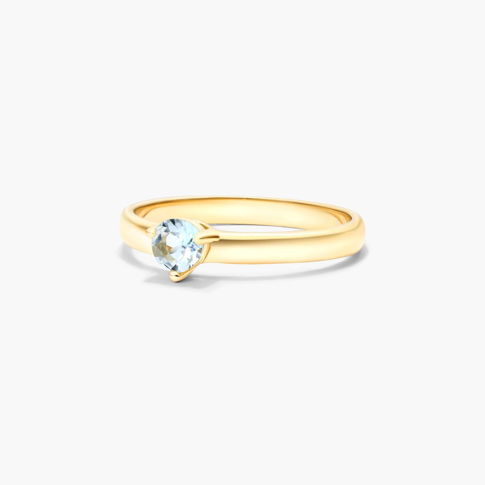 Aquamarine Solitaire Birthstone Ring In 14K Yellow Gold