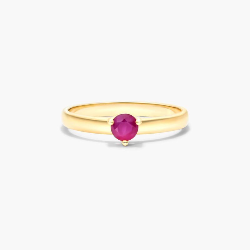 Ruby Solitaire Birthstone Ring In 14K Yellow Gold