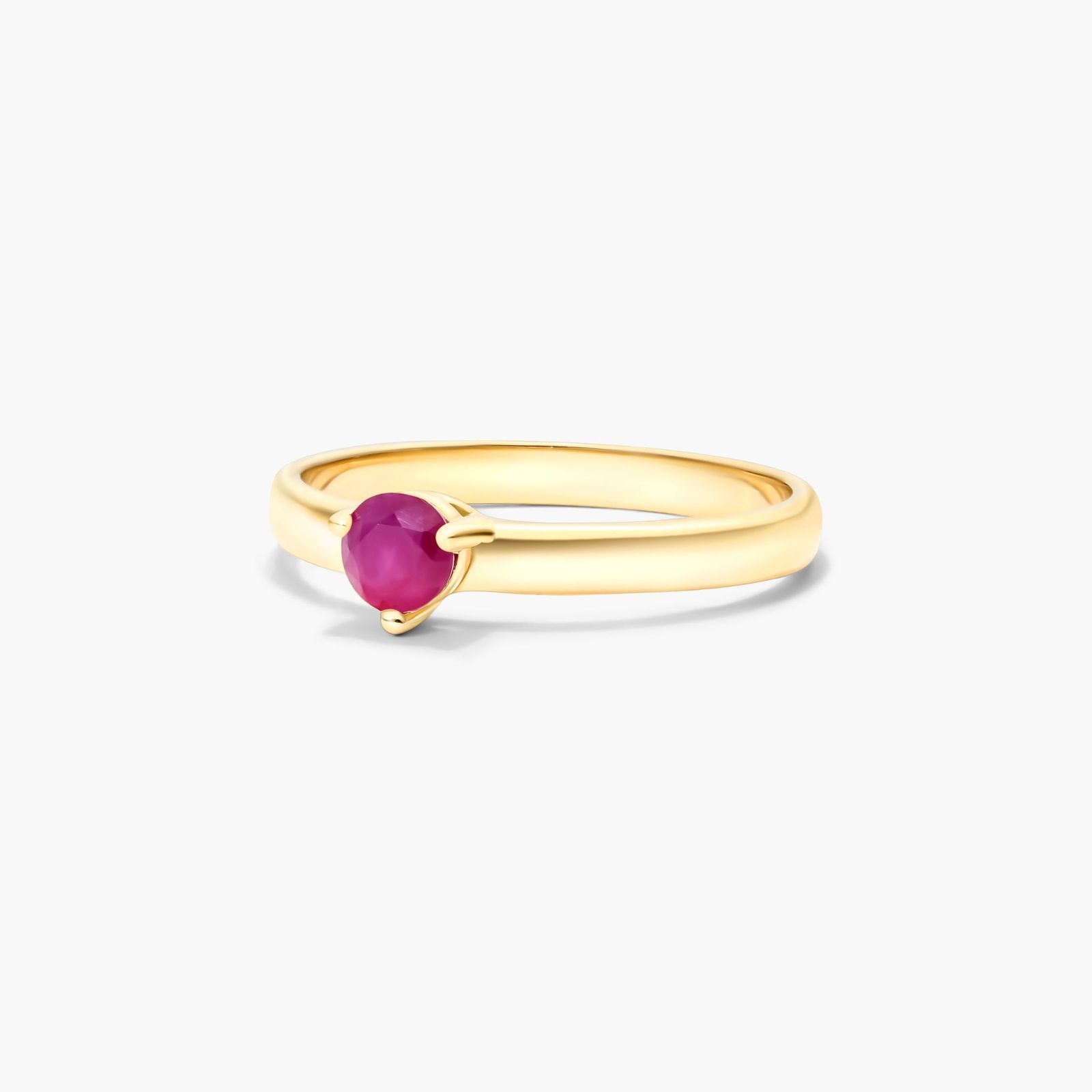 Ruby Solitaire Birthstone Ring In 14K Yellow Gold