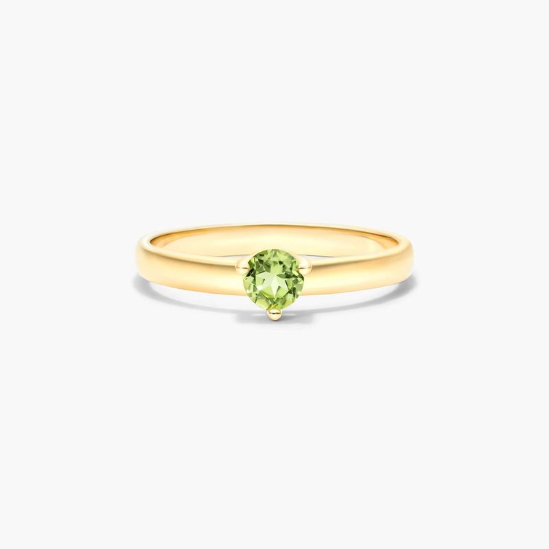 Peridot Solitaire Birthstone Ring In 14K Yellow Gold