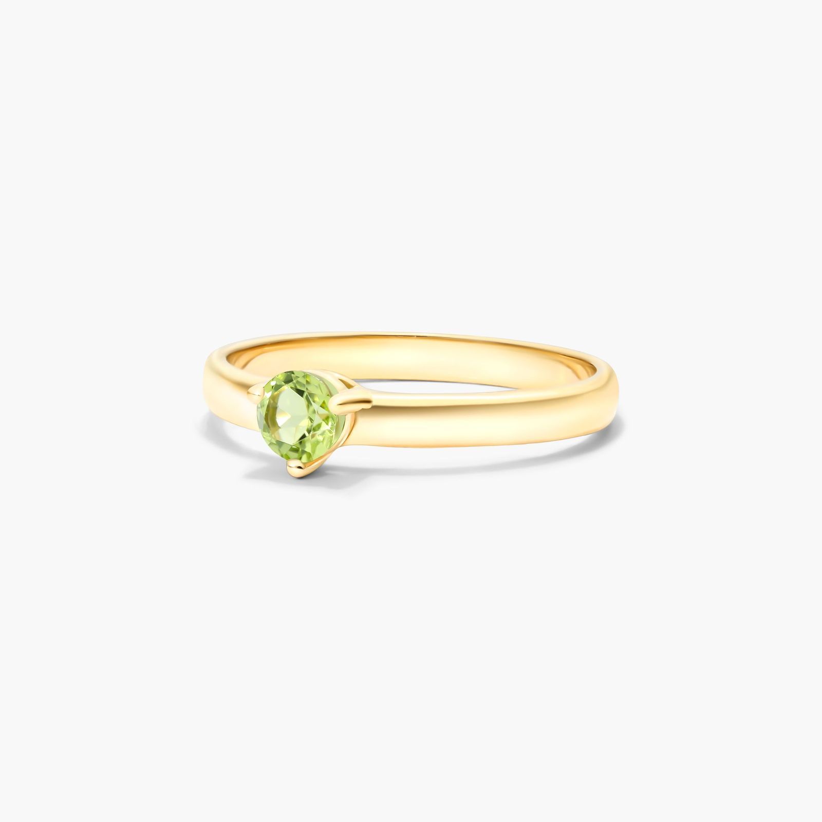 Peridot Solitaire Birthstone Ring In 14K Yellow Gold
