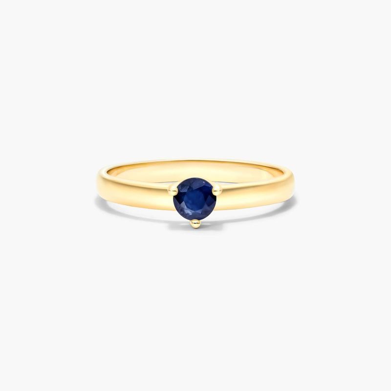 Sapphire Solitaire Birthstone Ring In 14K Yellow Gold