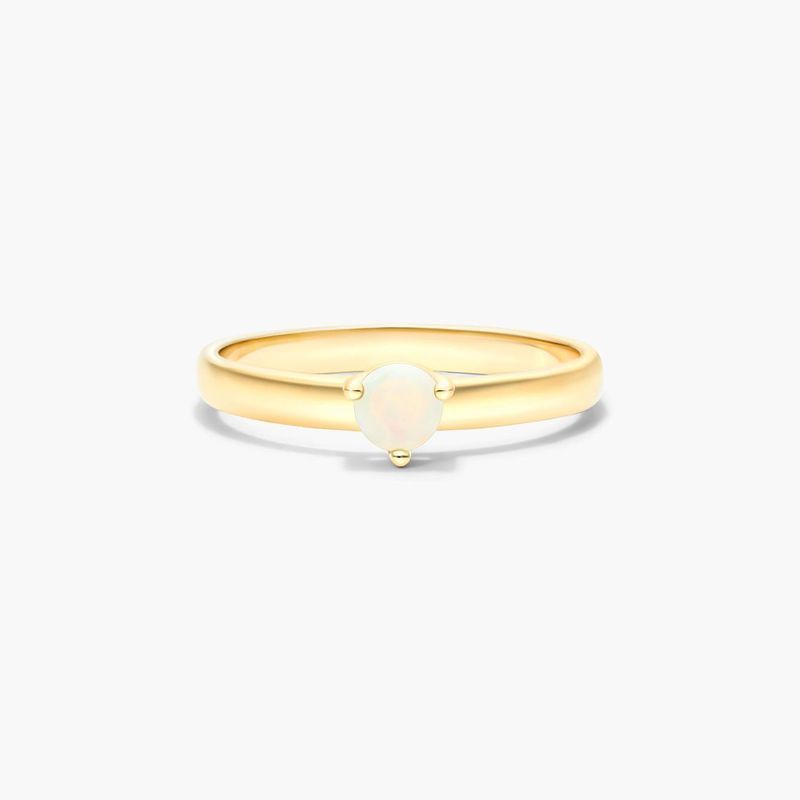 Opal Solitaire Birthstone Ring In 14K Yellow Gold