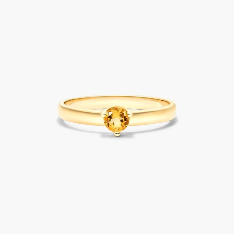 Citrine Solitaire Birthstone Ring In 14K Yellow Gold