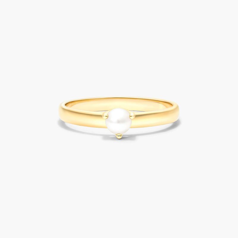Cultured Freshwater Pearl Solitaire Birthstone Ring In 14K Yellow Gold