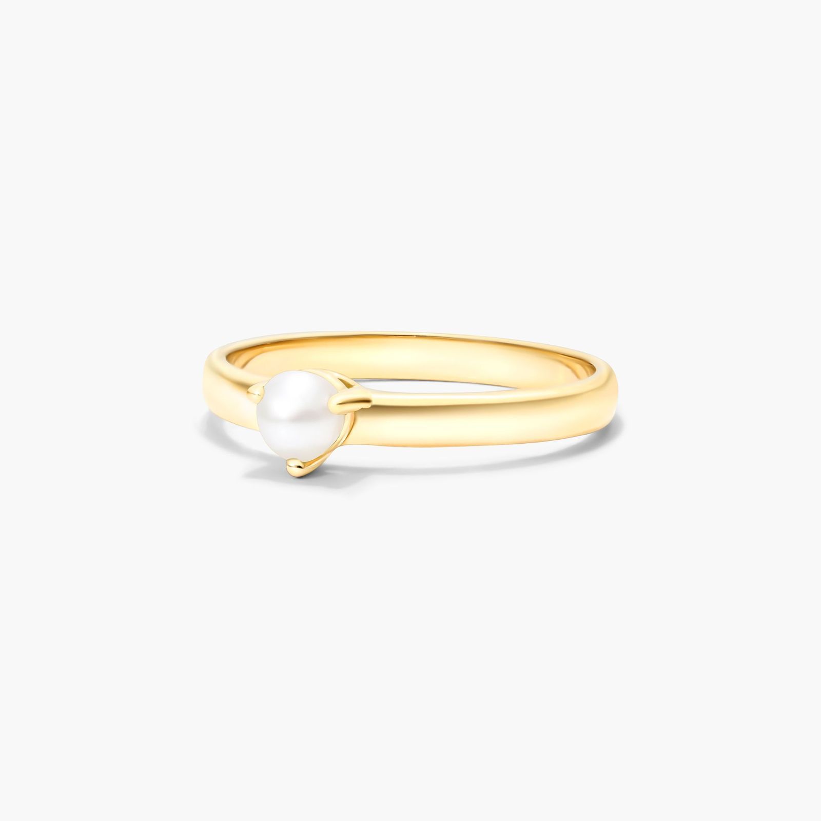 Cultured Freshwater Pearl Solitaire Birthstone Ring In 14K Yellow Gold
