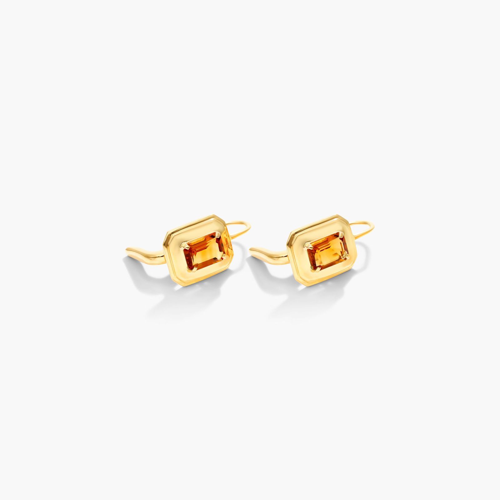 Citrine Frame Leverback Earrings In 18K Yellow Gold