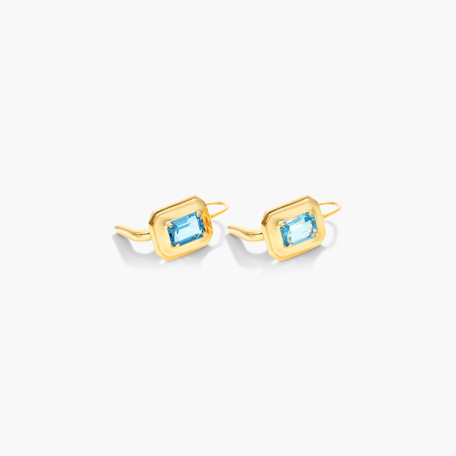 Sky Blue Topaz Frame Leverback Earrings In 18K Yellow Gold