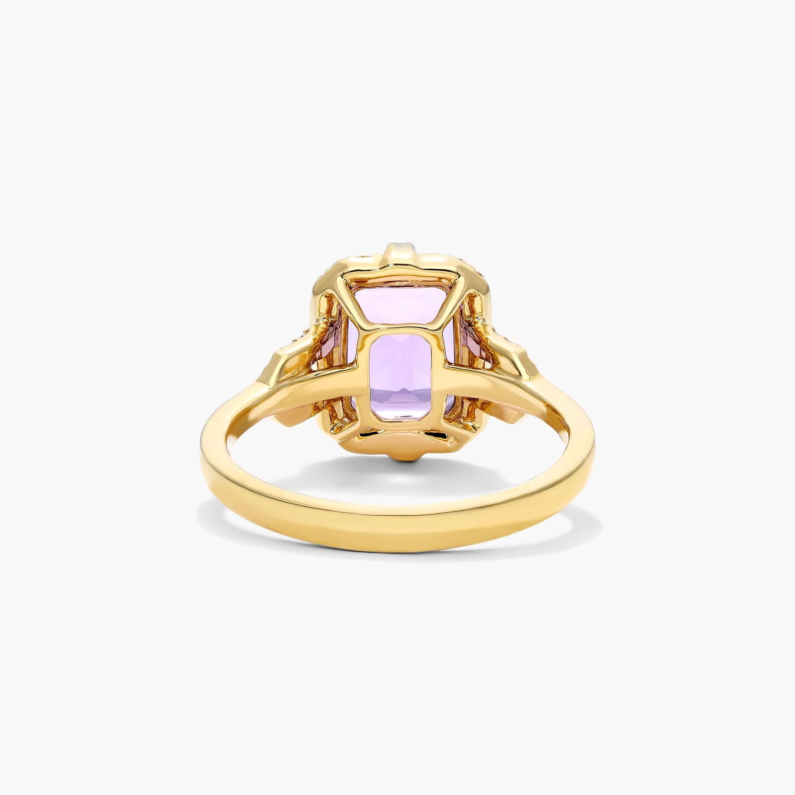 18K Yellow Gold Amethyst Diamond Halo Ring